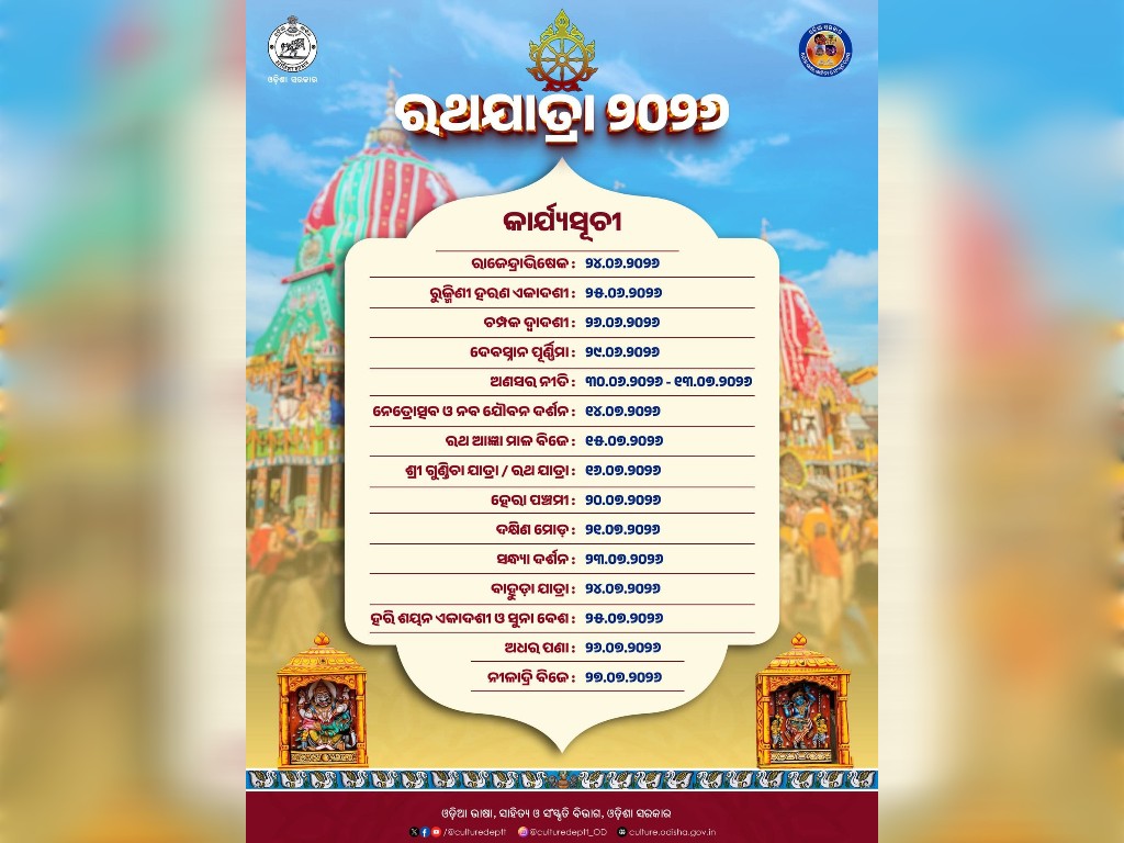 ରଥଯାତ୍ରା-୨୦୨୬ କାର୍ଯ୍ୟସୂଚୀ